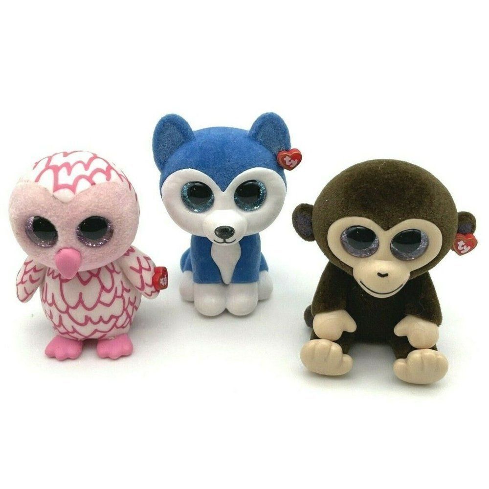 Ty Beanie Boos Mini Collectibles Figures Lot of 3 Husky Owl Monkey